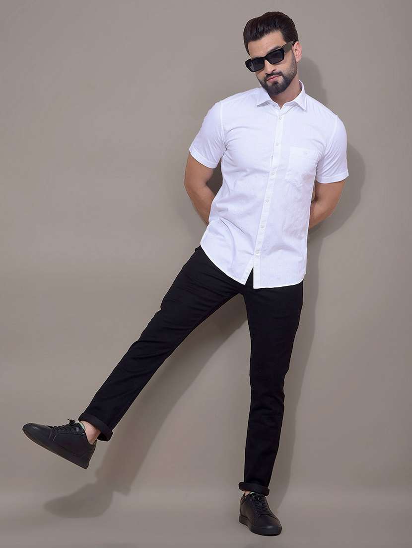 men self design short sleeve slim fit casual shirt - 21881280 -  Standard Image - 5