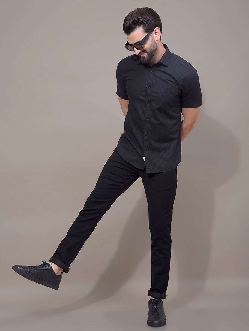 men striped short sleeve slim fit casual shirt - 21881283 -  Standard Image - 5