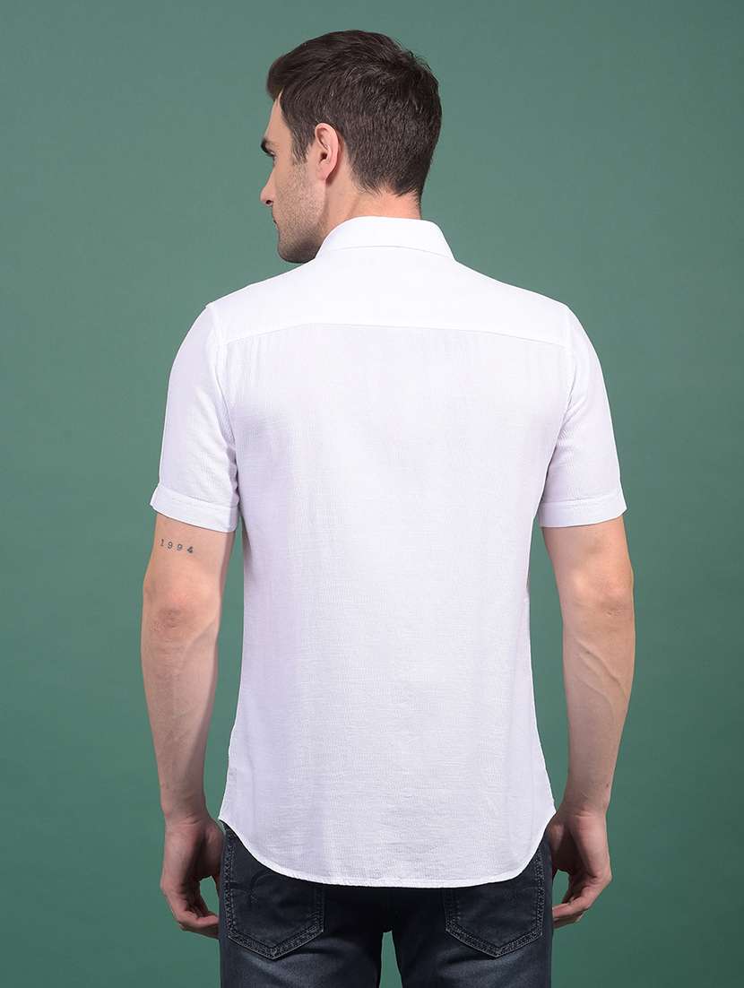 men solid short sleeve slim fit casual shirt - 21881284 -  Standard Image - 3