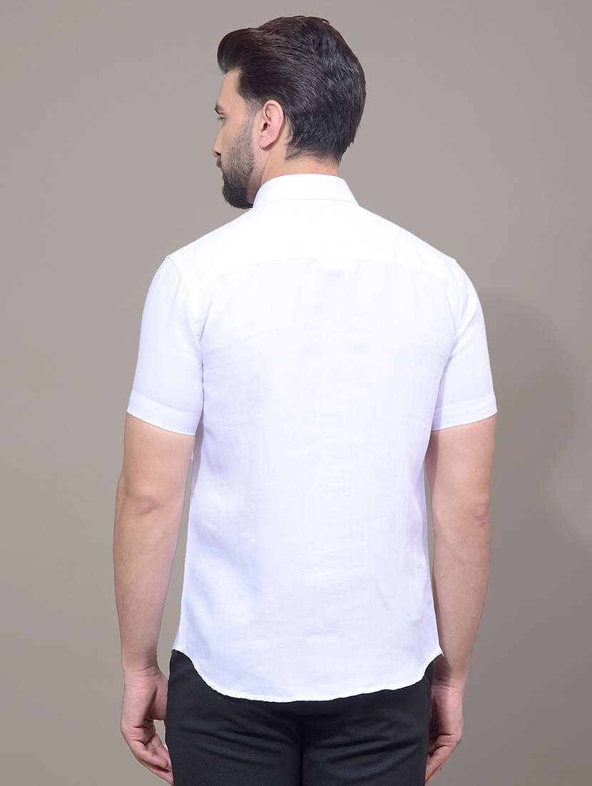 men solid short sleeve slim fit casual shirt - 21881290 - Standard Image - 3