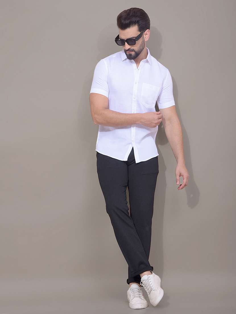 men solid short sleeve slim fit casual shirt - 21881290 - Standard Image - 5