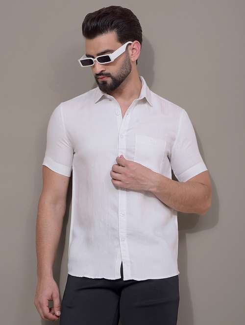 men solid short sleeve slim fit casual shirt - 21881291 - Standard Image - 0