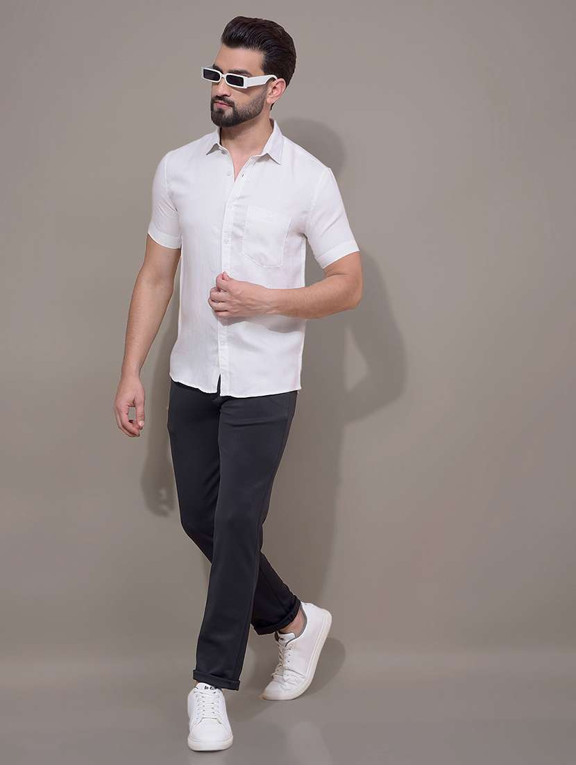 men solid short sleeve slim fit casual shirt - 21881291 - Standard Image - 5