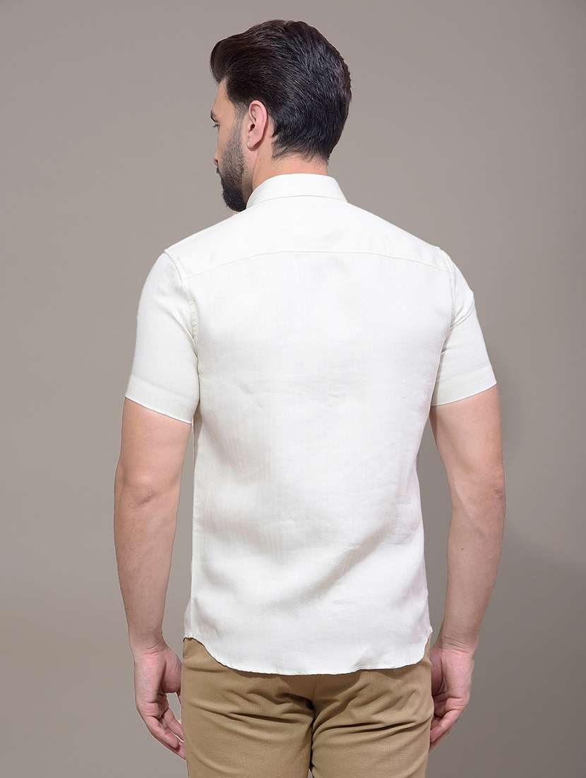 men solid short sleeve slim fit casual shirt - 21881293 -  Standard Image - 3