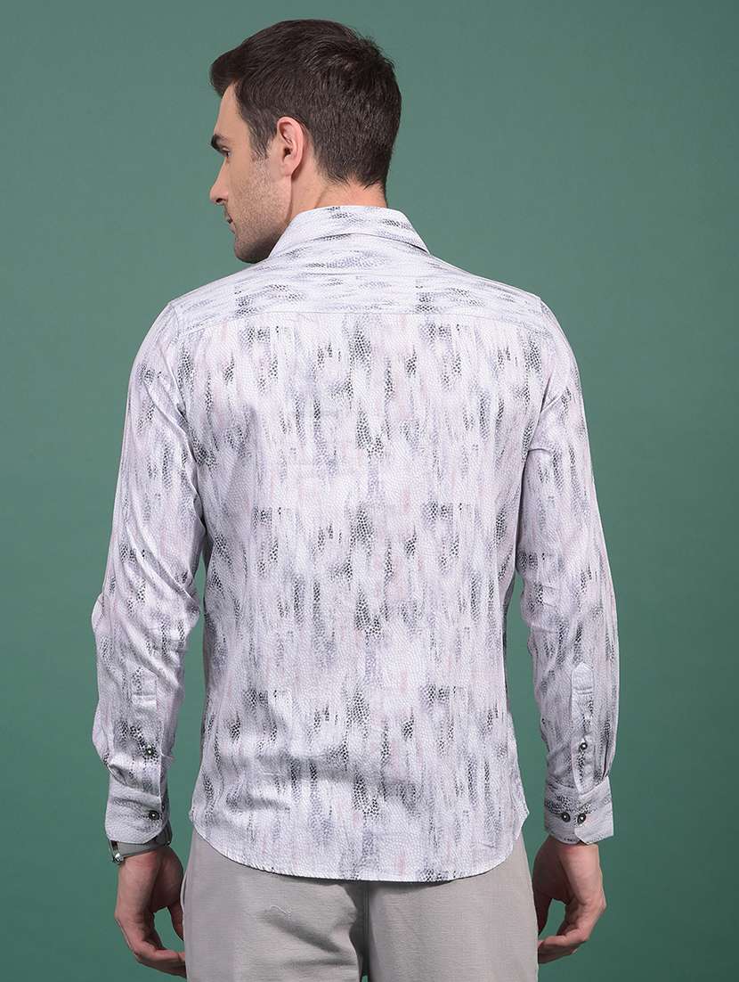 men animal print long sleeve slim fit casual shirt - 21881298 -  Standard Image - 3