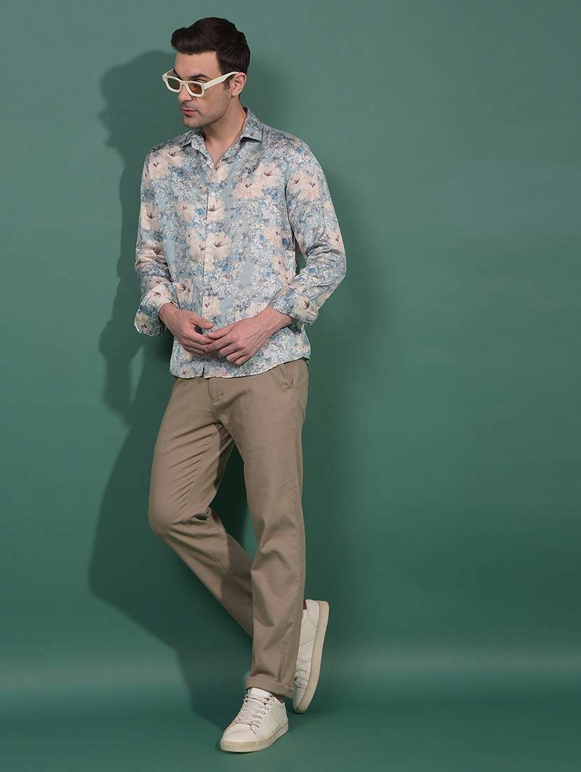 men floral long sleeve slim fit casual shirt - 21881300 -  Standard Image - 5