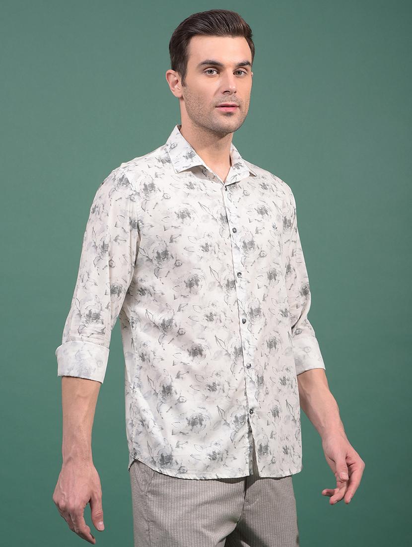 men floral long sleeve slim fit casual shirt - 21881304 - Zoom Image - 0