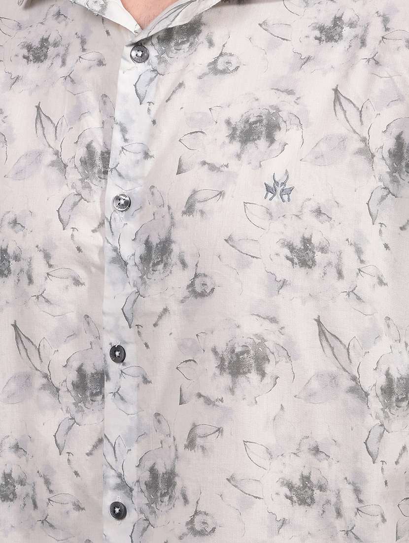 Men Floral Long Sleeve Slim Fit Casual Shirt