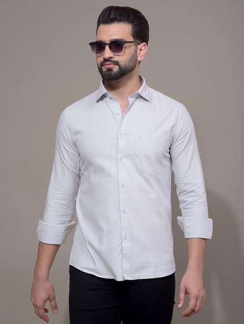 men solid long sleeve slim fit casual shirt - 21881312 - Standard Image - 0