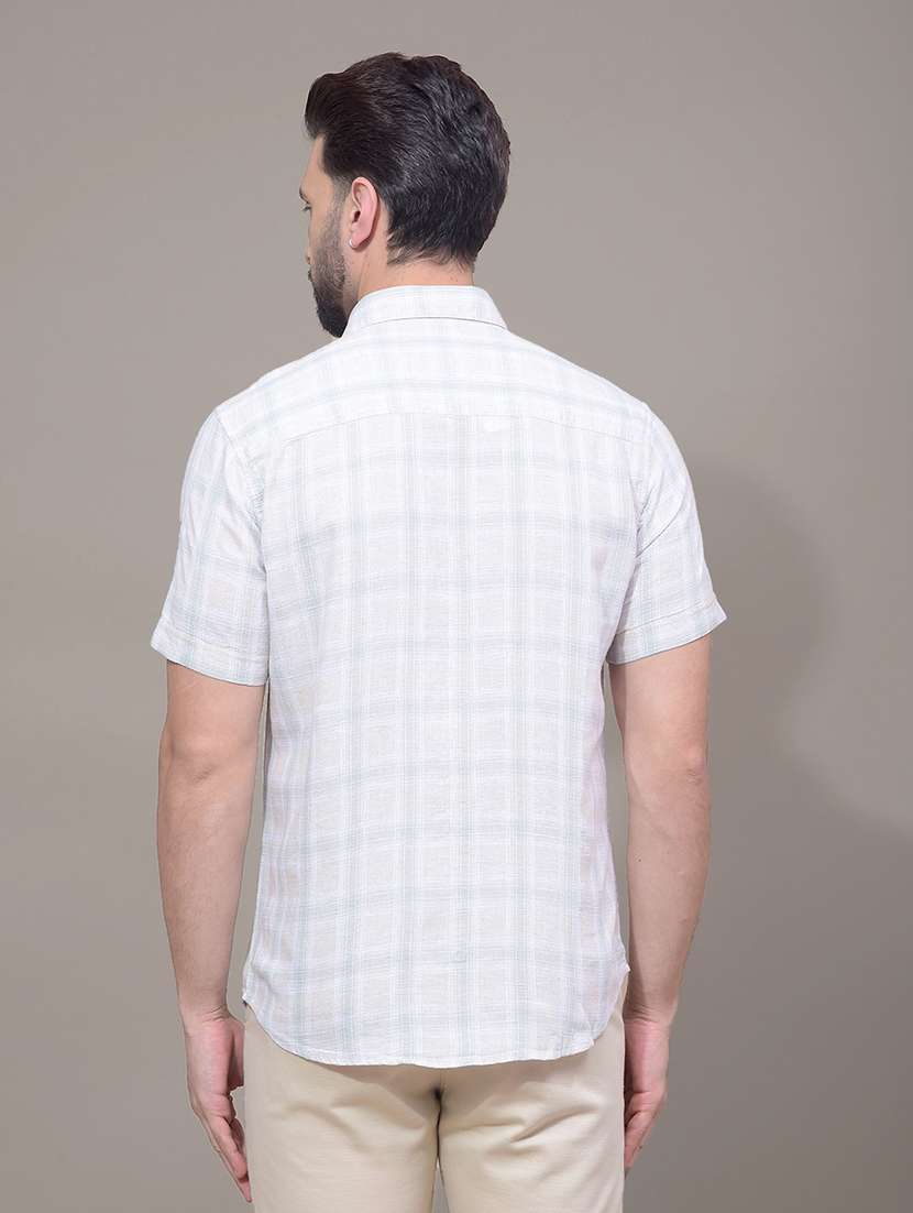 men checkered short sleeve slim fit casual shirt - 21881317 -  Standard Image - 3