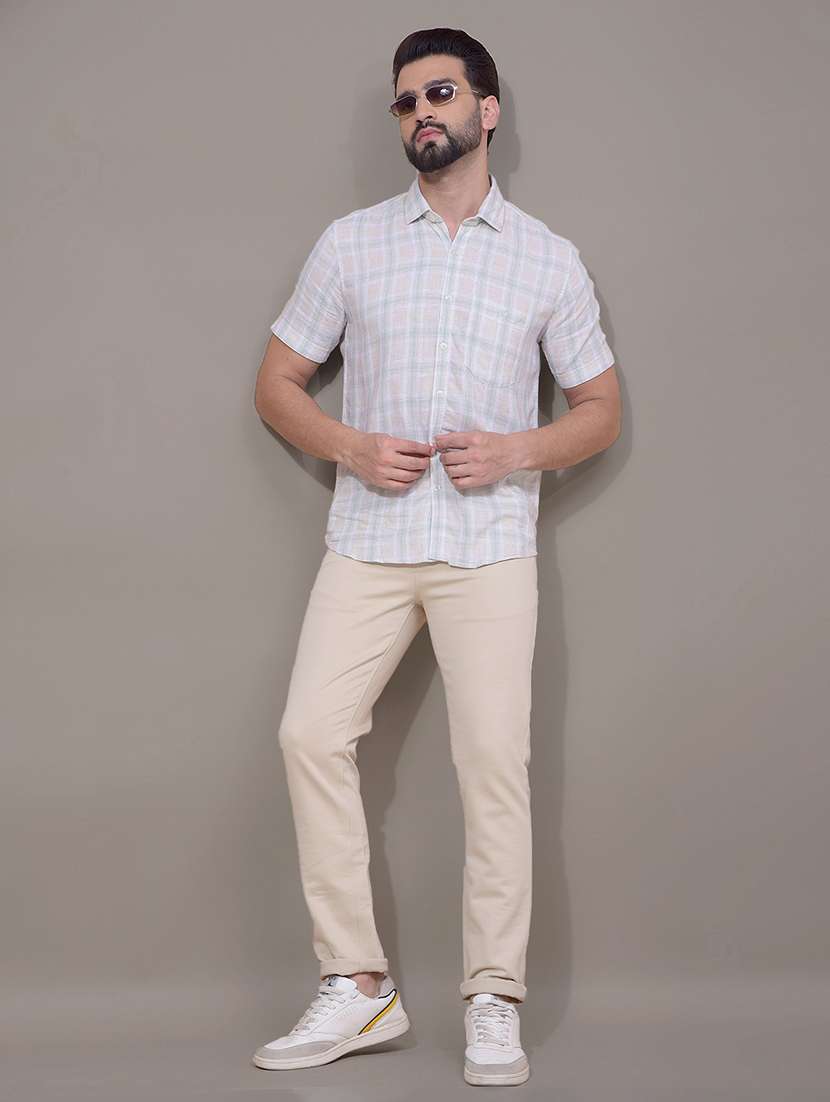 men checkered short sleeve slim fit casual shirt - 21881317 -  Standard Image - 5