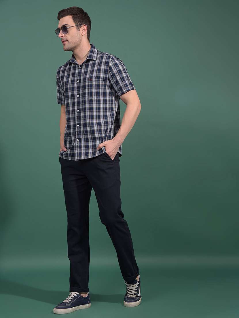 men checkered short sleeve slim fit casual shirt - 21881322 -  Standard Image - 5