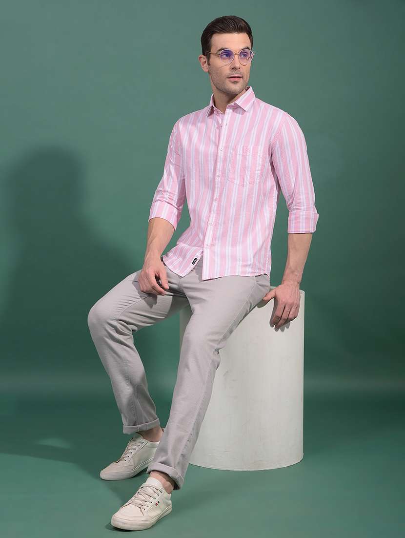 men striped long sleeve slim fit casual shirt - 21881342 -  Standard Image - 5