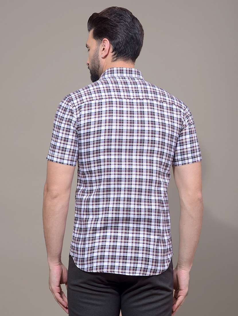 men checkered short sleeve slim fit casual shirt - 21881344 -  Standard Image - 3