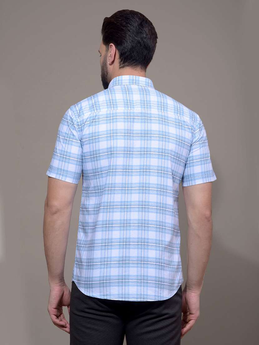 men checkered short sleeve slim fit casual shirt - 21881347 -  Standard Image - 3
