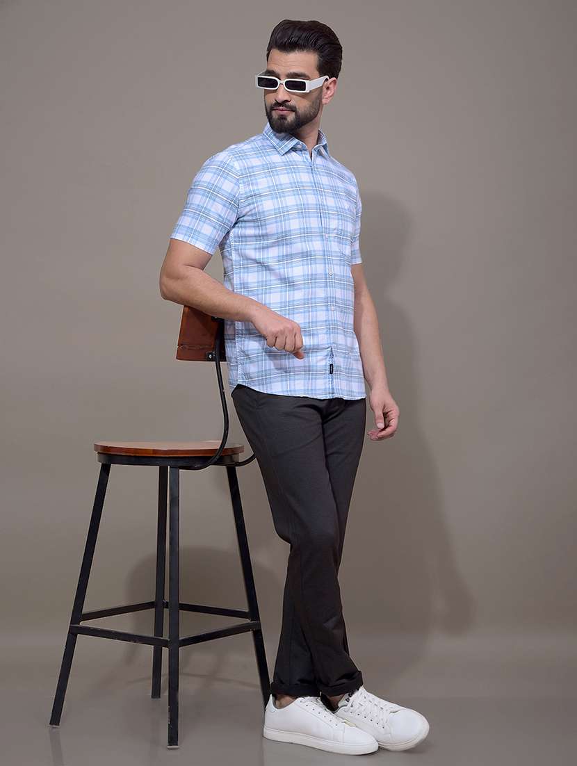men checkered short sleeve slim fit casual shirt - 21881347 -  Standard Image - 5