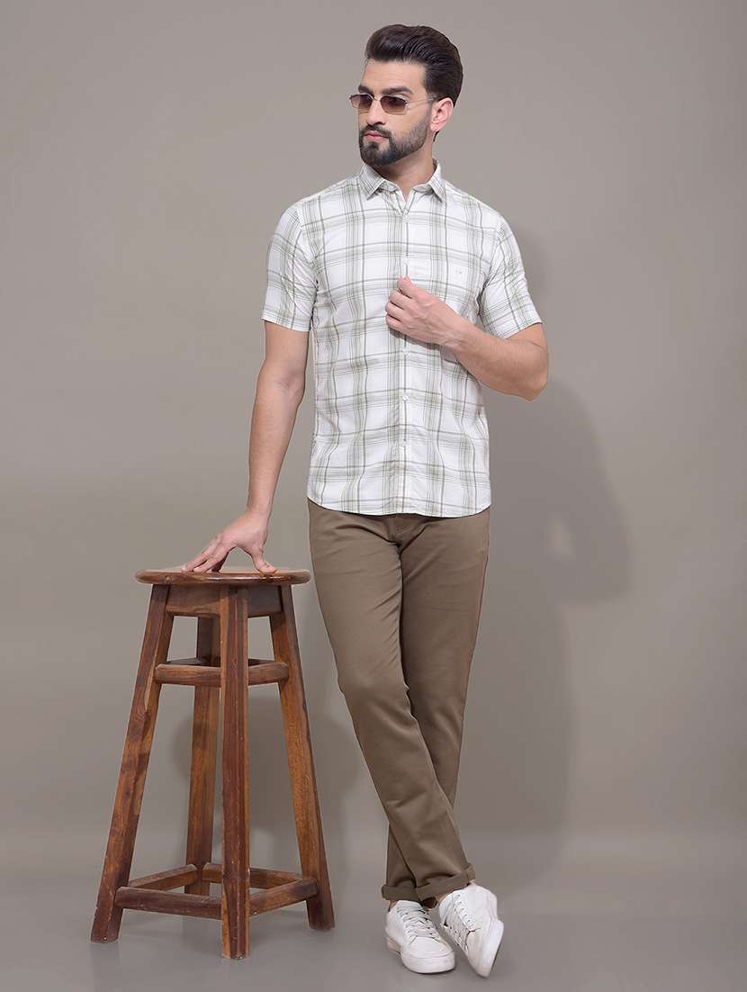 men checkered short sleeve slim fit casual shirt - 21881348 -  Standard Image - 5