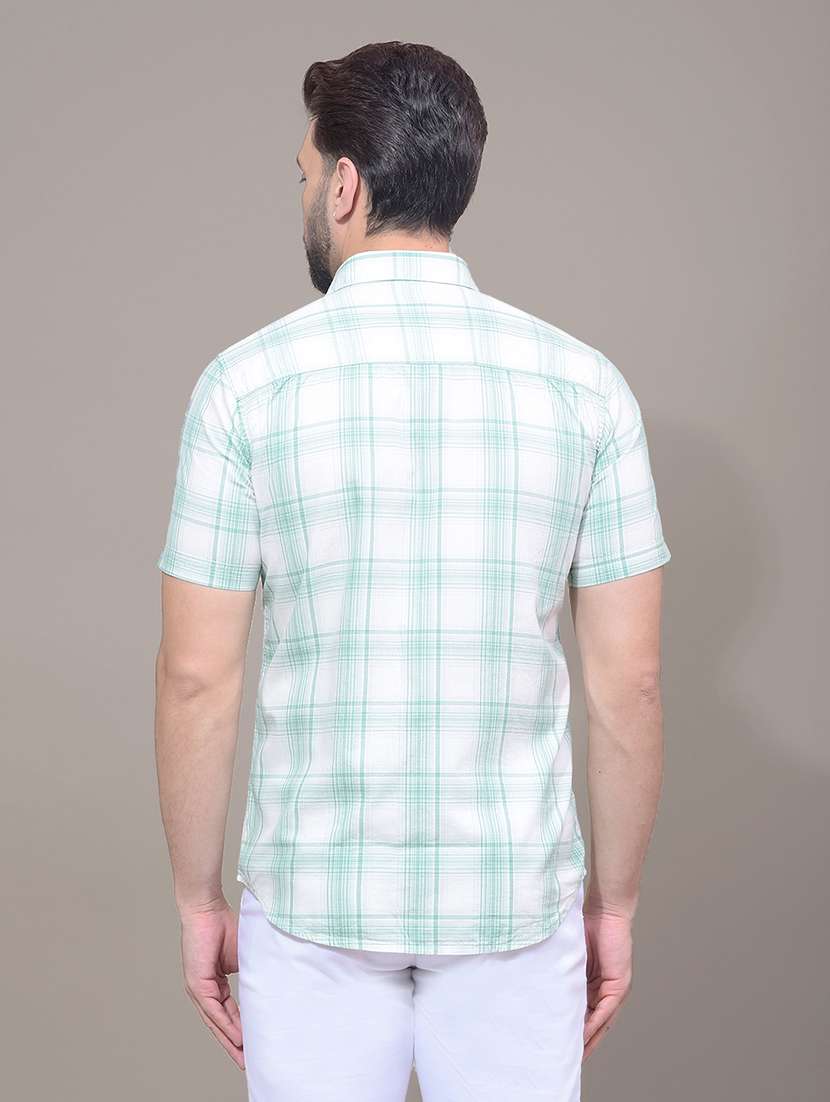men checkered short sleeve slim fit casual shirt - 21881349 -  Standard Image - 3