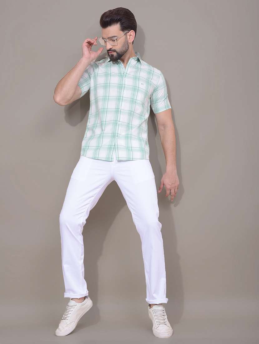 men checkered short sleeve slim fit casual shirt - 21881349 -  Standard Image - 5