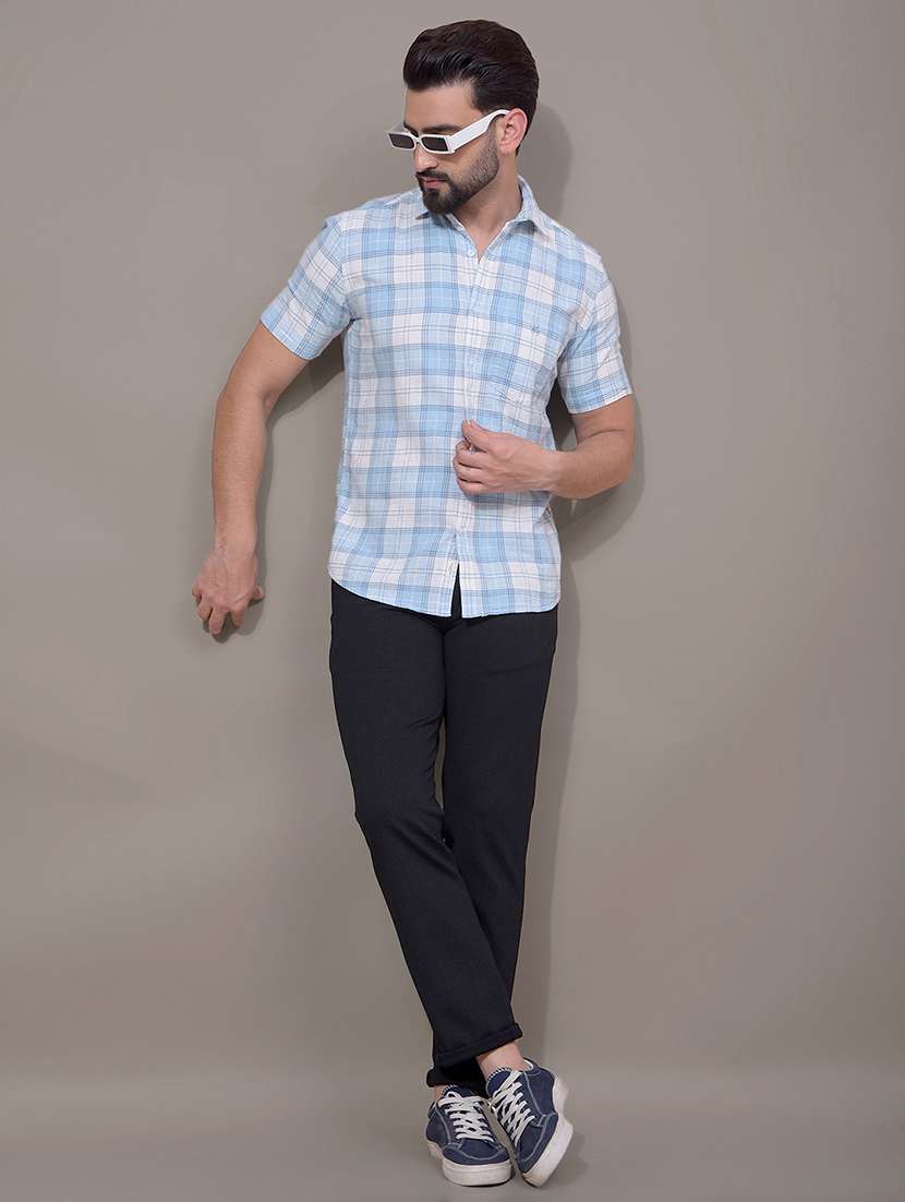 men checkered short sleeve slim fit casual shirt - 21881352 -  Standard Image - 5