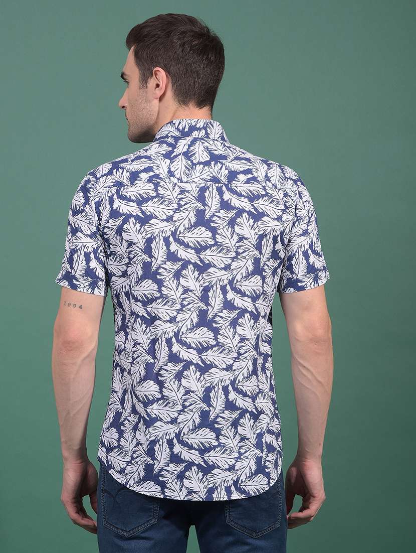 men printed short sleeve slim fit casual shirt - 21881353 -  Standard Image - 3