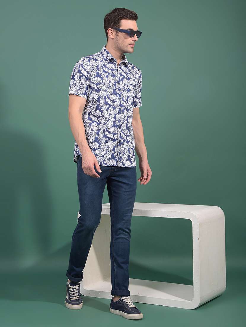 men printed short sleeve slim fit casual shirt - 21881353 -  Standard Image - 5