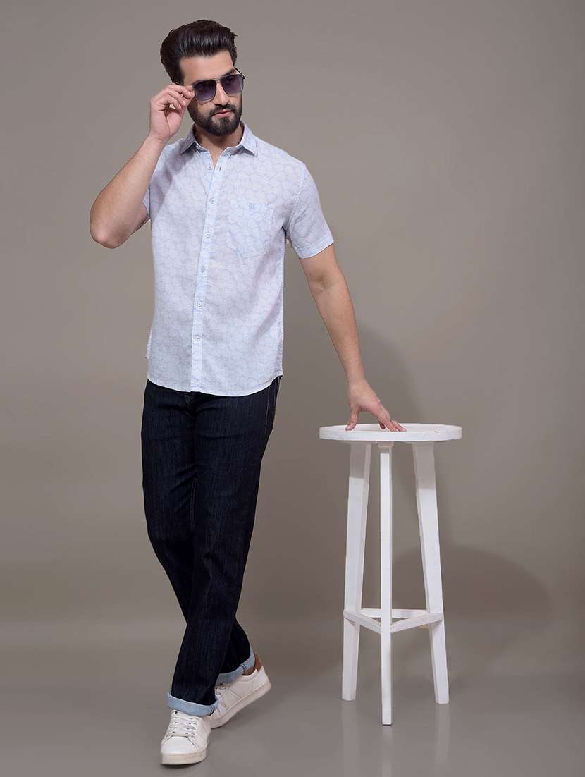 men printed short sleeve slim fit casual shirt - 21881357 -  Standard Image - 5