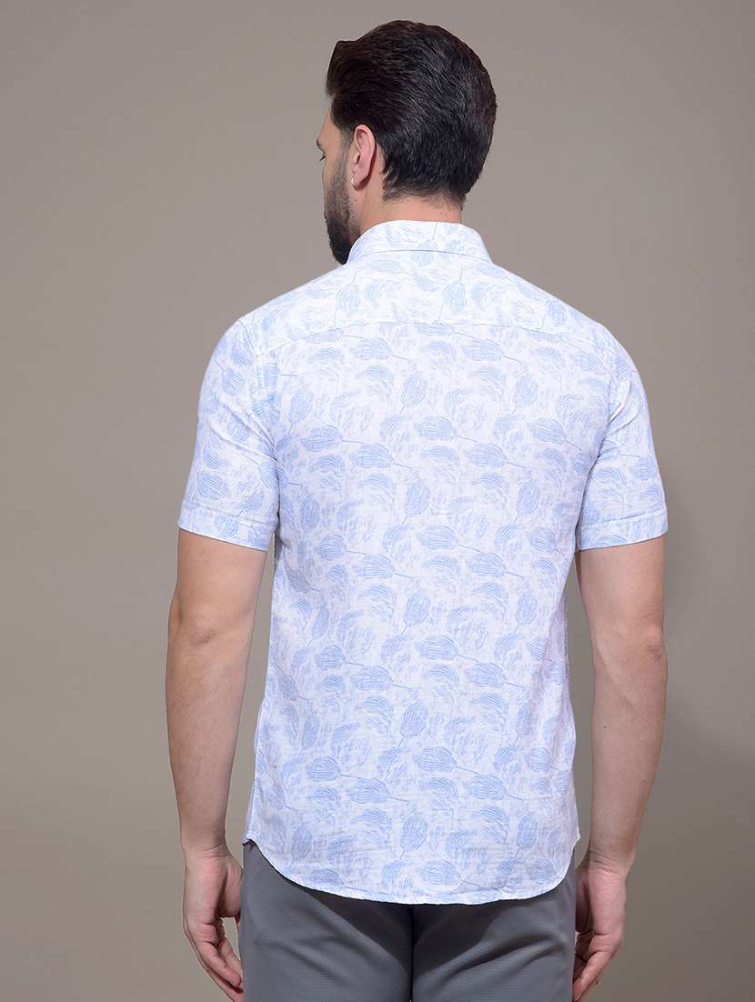 men printed short sleeve slim fit casual shirt - 21881359 -  Standard Image - 3