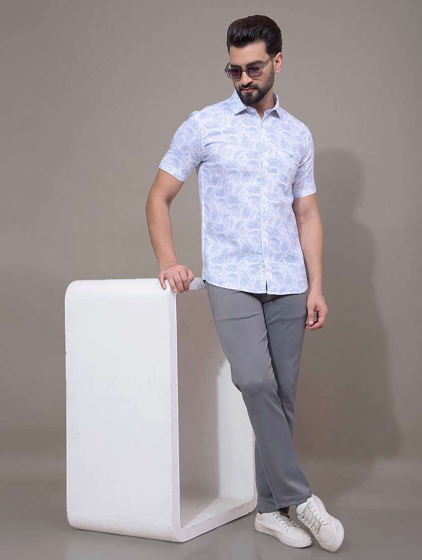 men printed short sleeve slim fit casual shirt - 21881359 -  Standard Image - 5