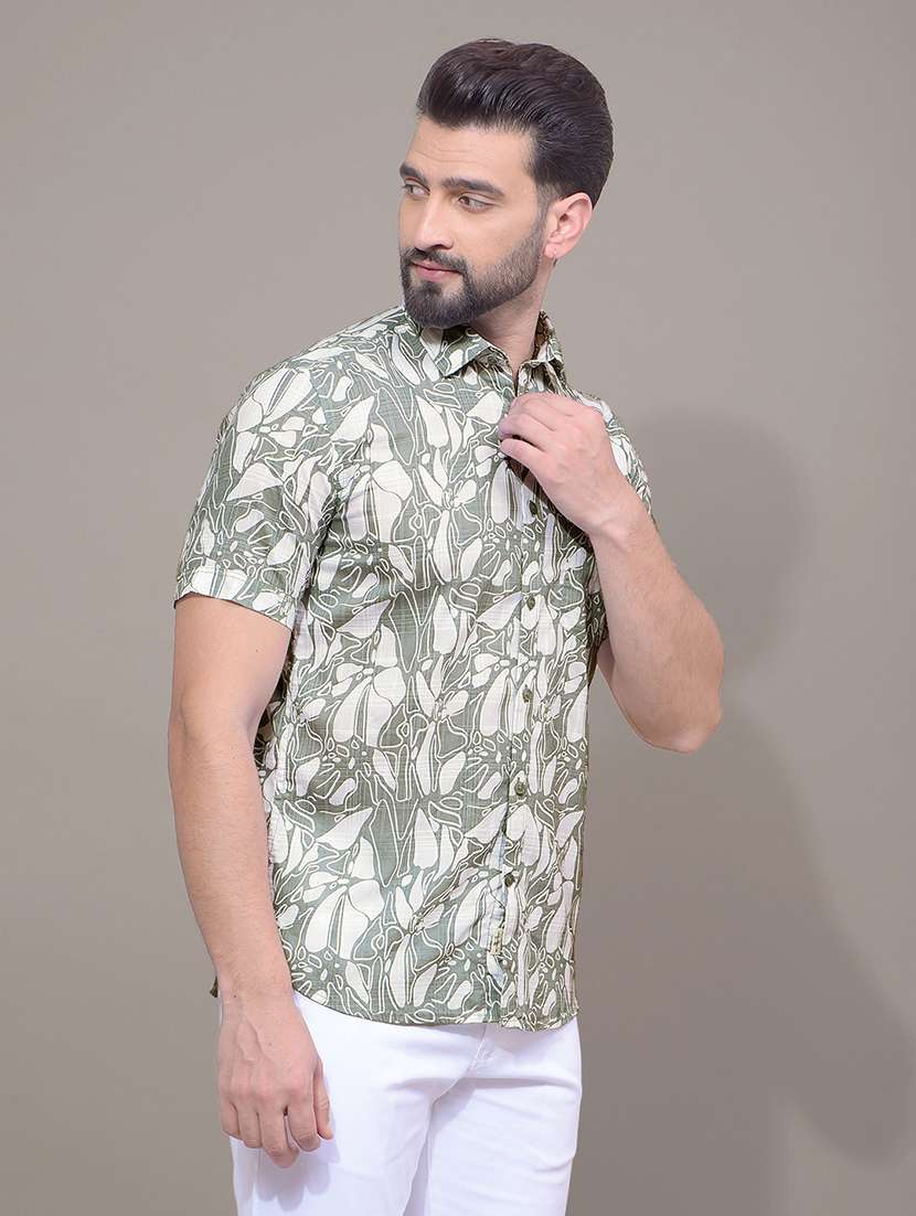 men printed short sleeve slim fit casual shirt - 21881360 -  Standard Image - 3