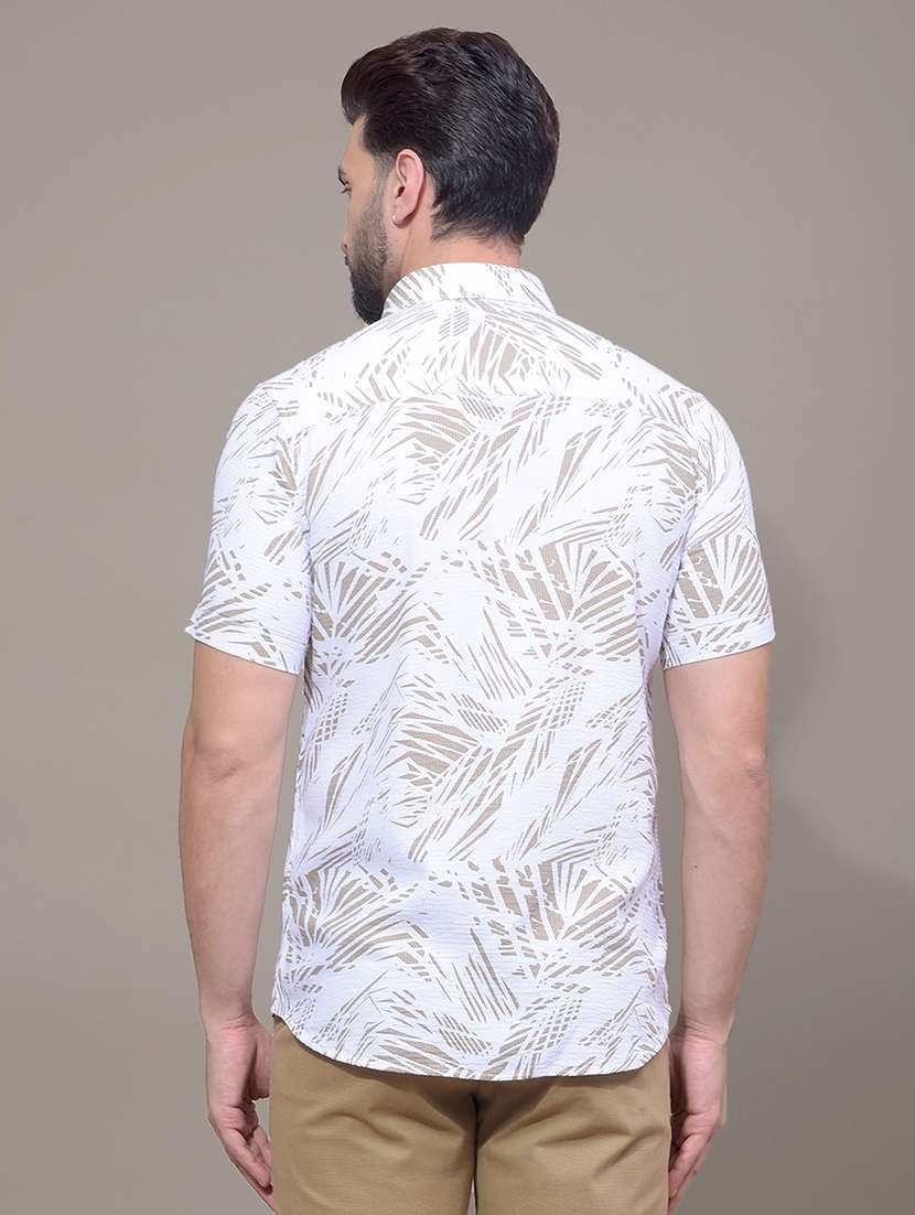 men printed short sleeve slim fit casual shirt - 21881364 -  Standard Image - 3