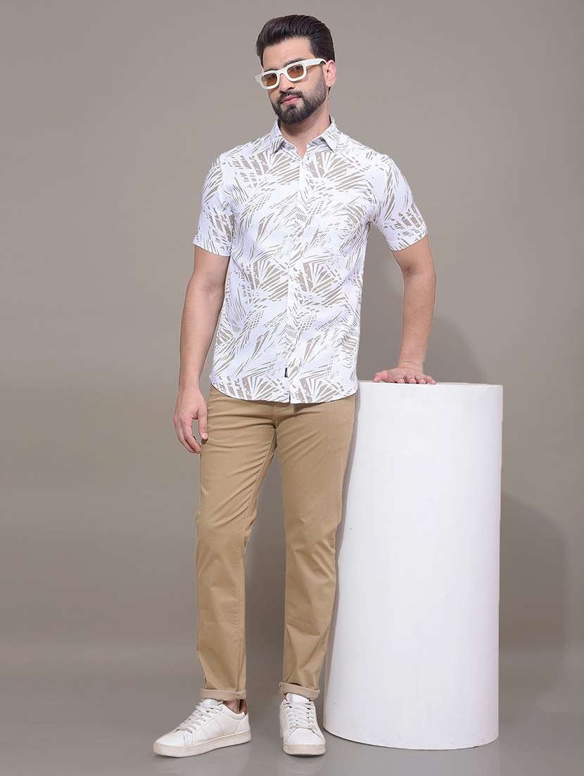 men printed short sleeve slim fit casual shirt - 21881364 -  Standard Image - 5
