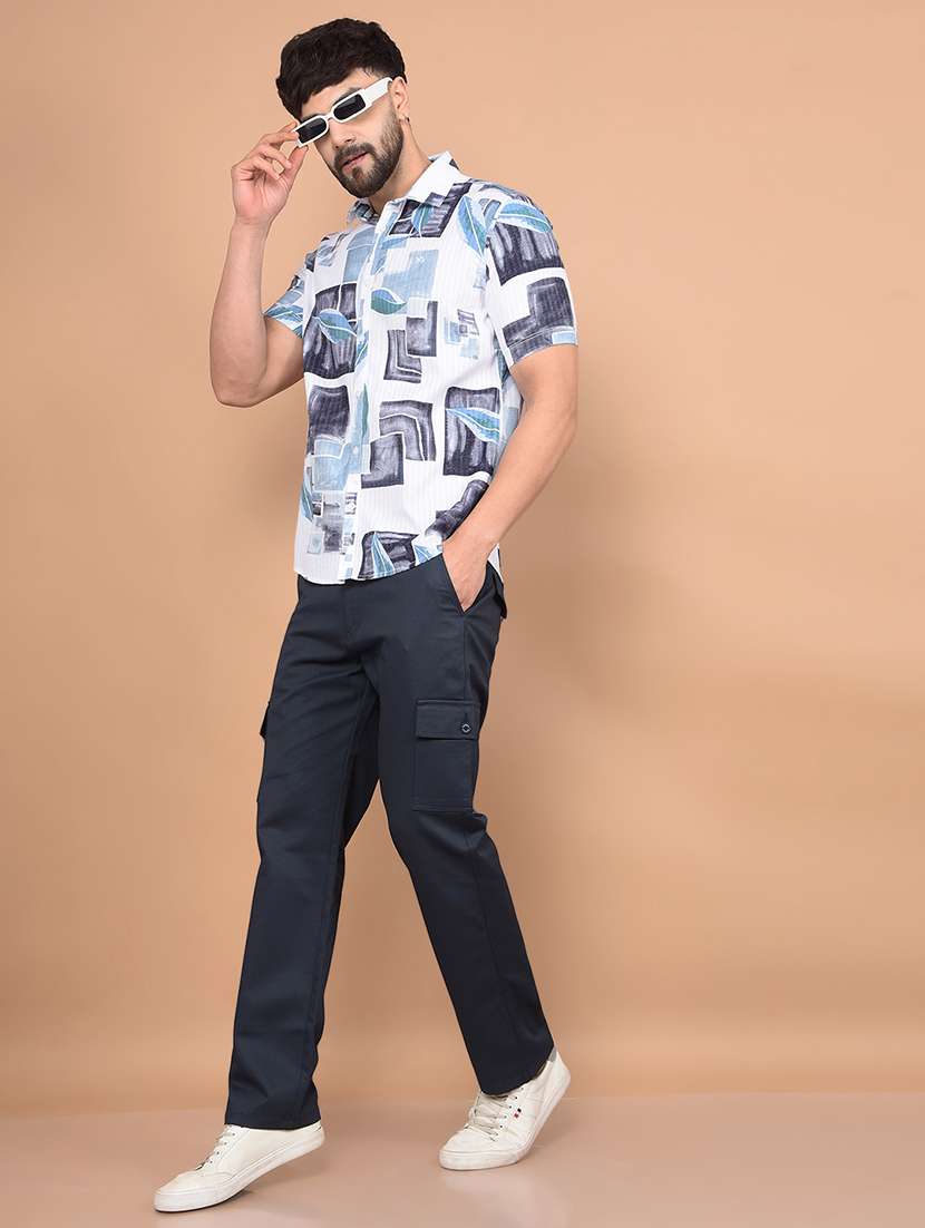 men printed short sleeve slim fit casual shirt - 21881375 -  Standard Image - 5