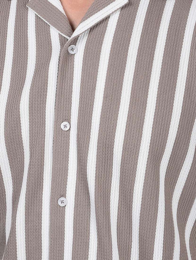 men striped short sleeve slim fit casual shirt - 21881376 -  Standard Image - 5