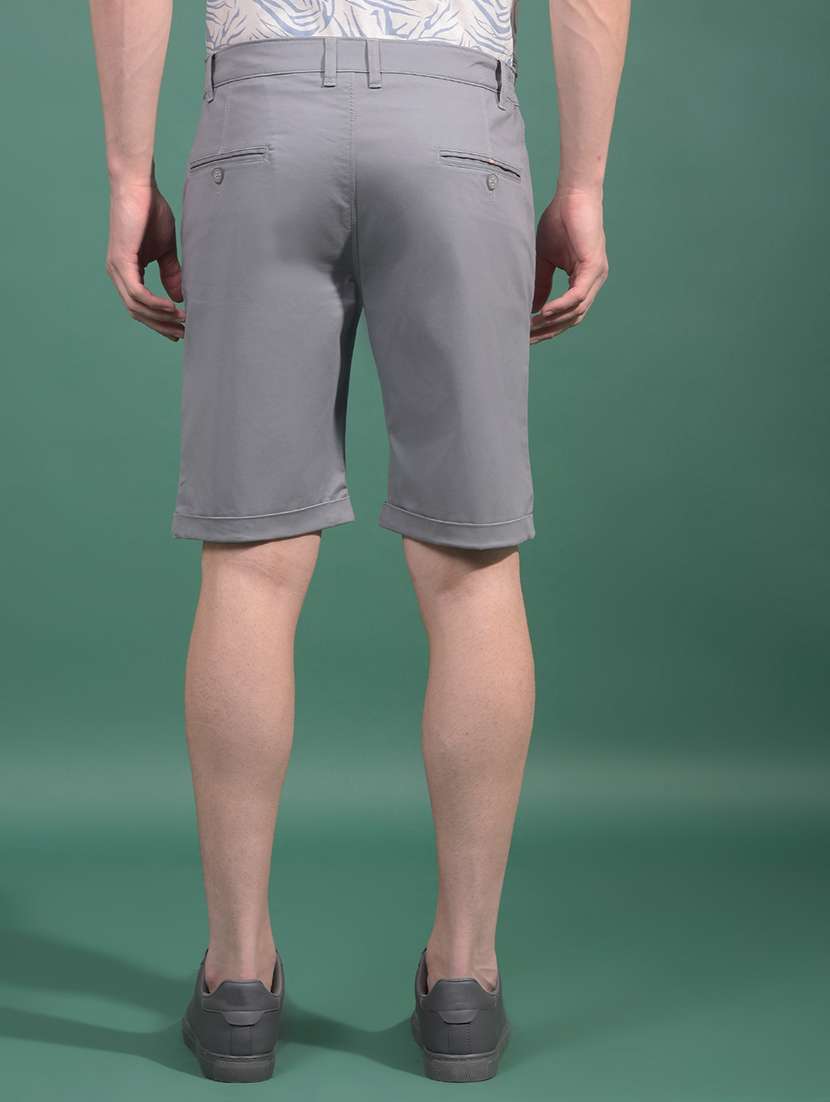 men grey solid mid rise slim fit short - 21881377 -  Standard Image - 3