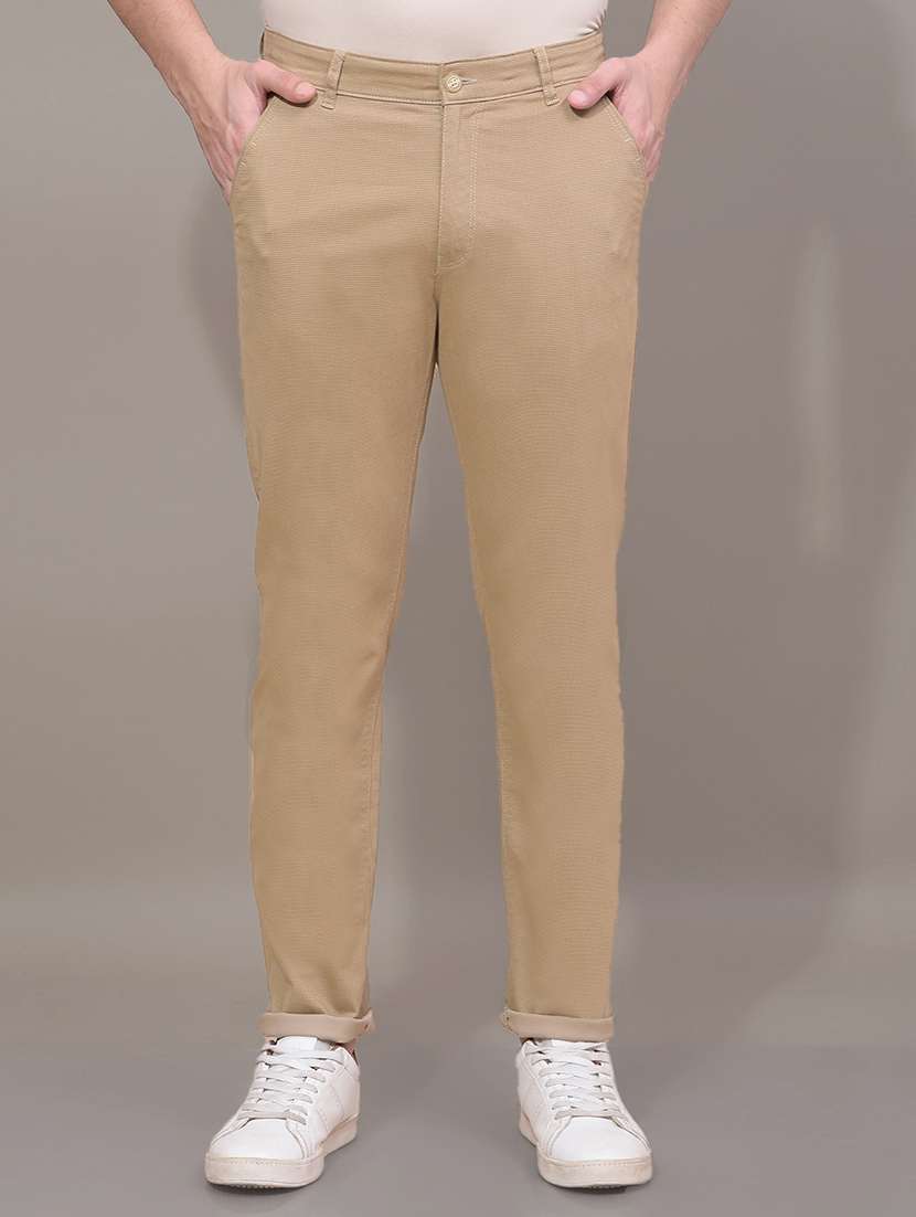 men self design mid rise chinos casual trouser