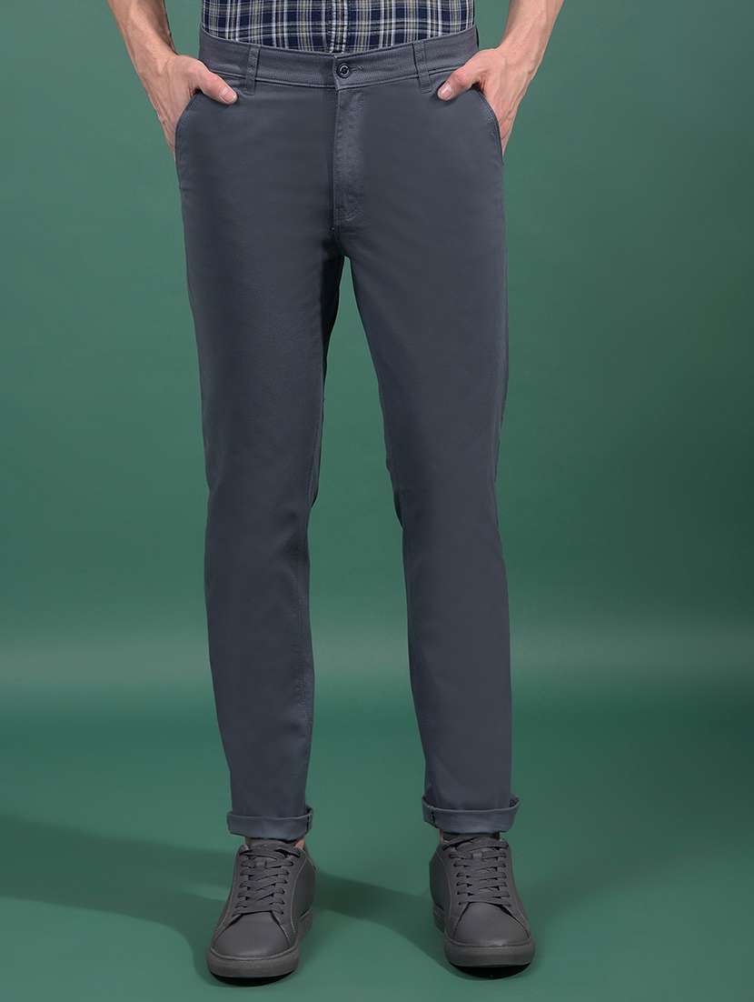 men self design mid rise chinos casual trouser