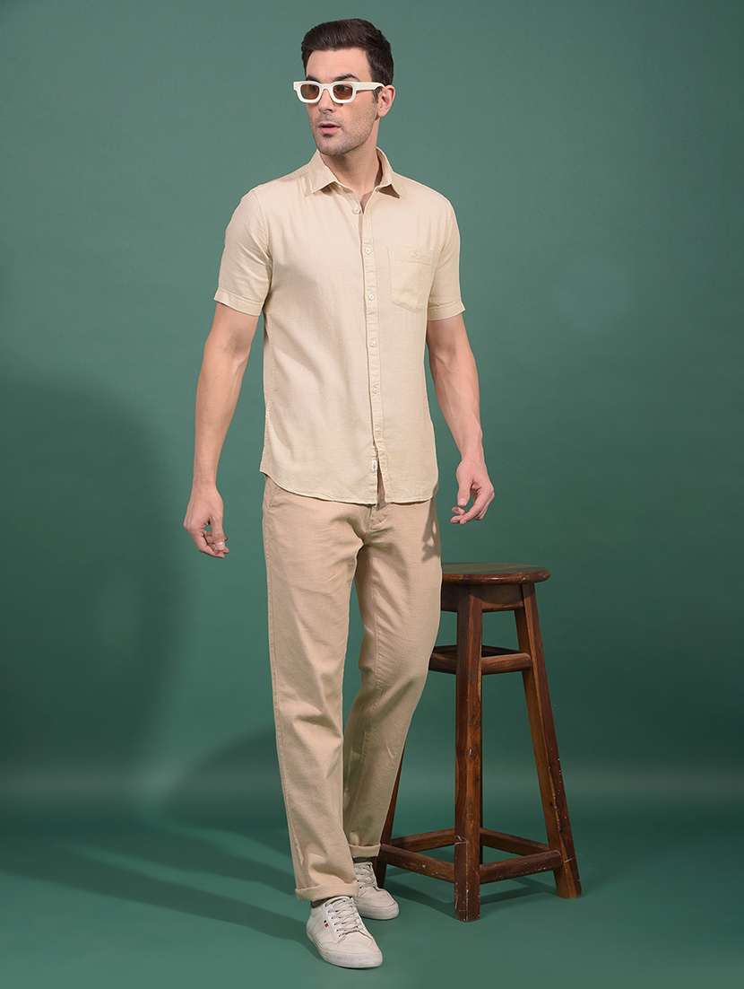 men solid mid rise slim fit chinos casual trouser - 21881391 -  Standard Image - 5