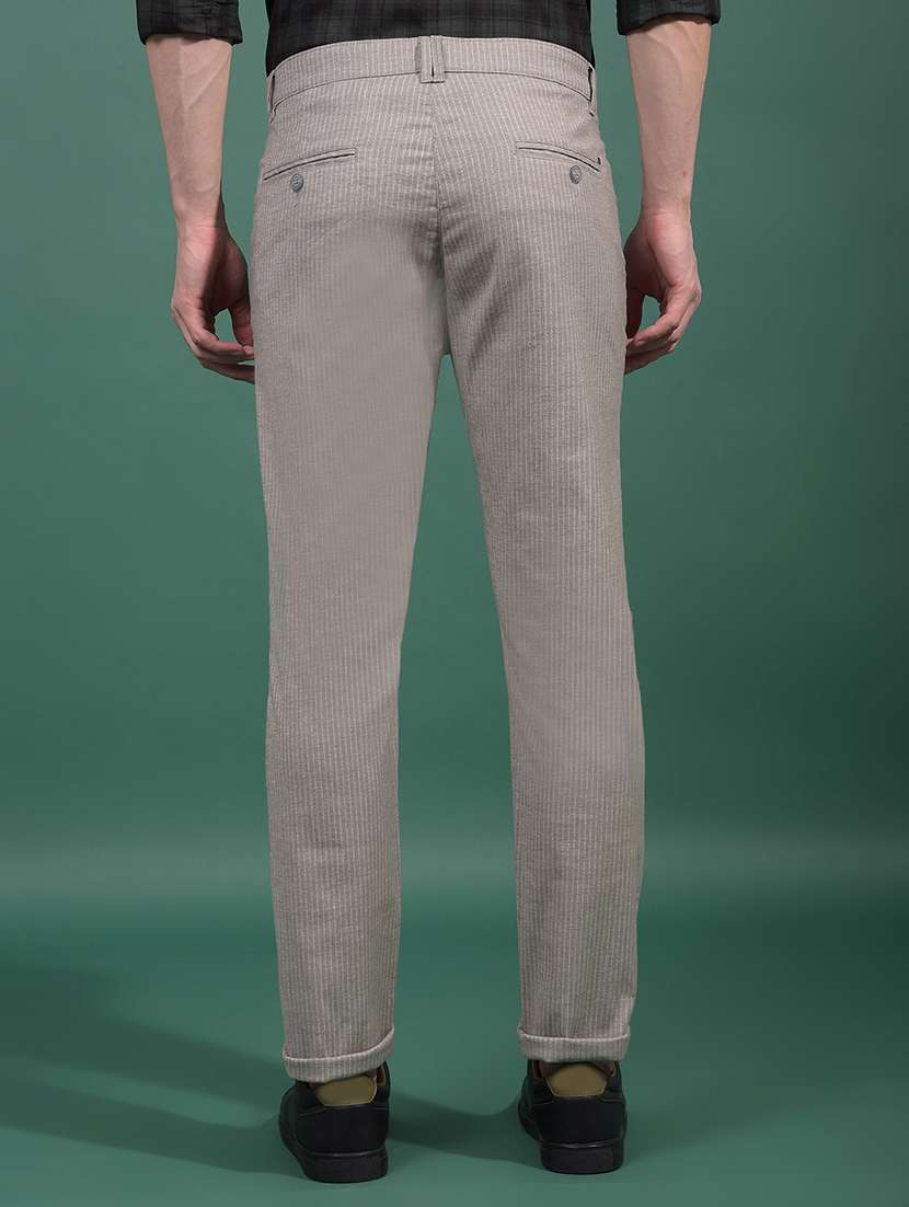 men striped mid rise slim fit chinos casual trouser - 21881400 - Standard Image - 3