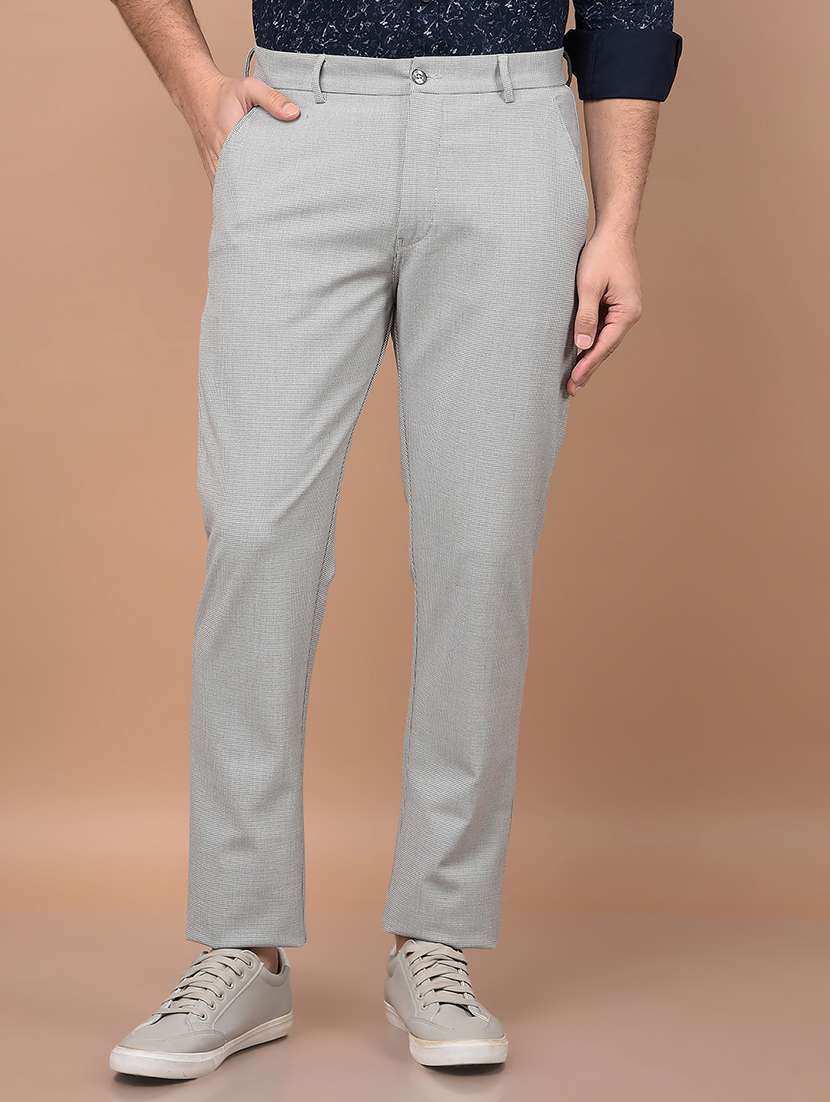 men textured mid rise slim fit chinos casual trouser