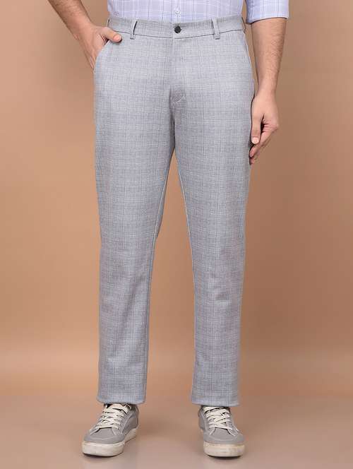 men checkered mid rise regular fit chinos casual trouser - 21881408 -  Standard Image - 0