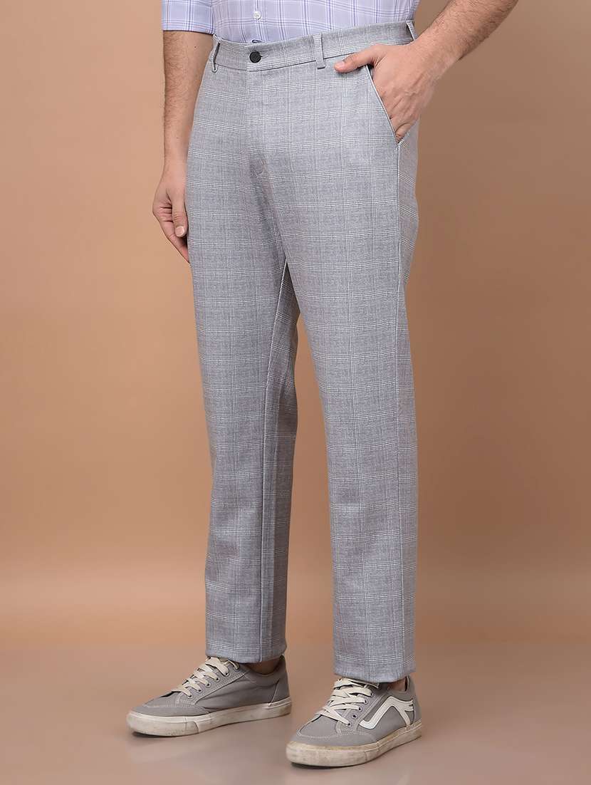 men checkered mid rise regular fit chinos casual trouser - 21881408 -  Standard Image - 3