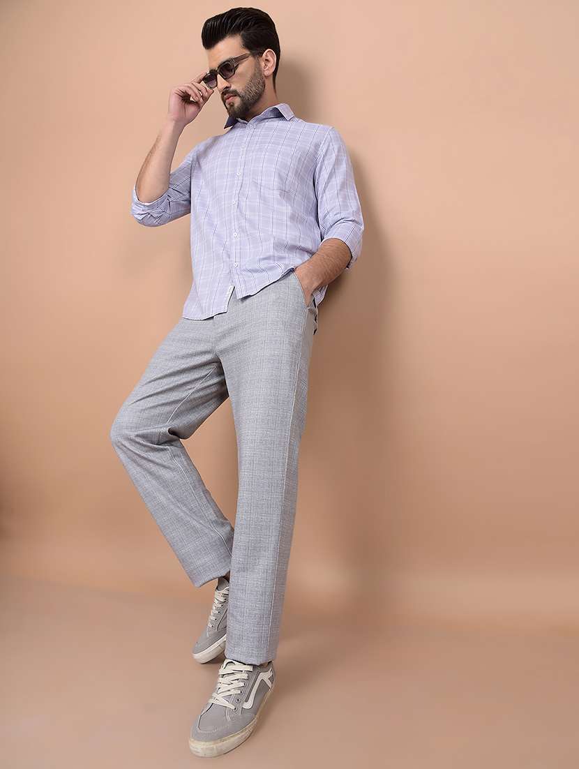 men checkered mid rise regular fit chinos casual trouser - 21881408 -  Standard Image - 5