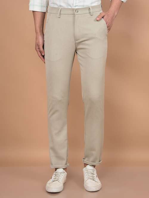men solid mid rise slim fit chinos casual trouser - 21881411 - Standard Image - 0