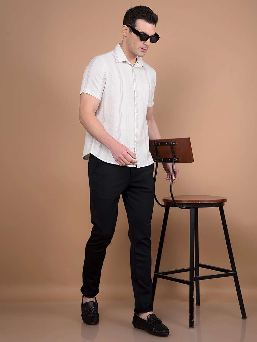 men solid mid rise slim fit chinos casual trouser - 21881417 -  Standard Image - 5