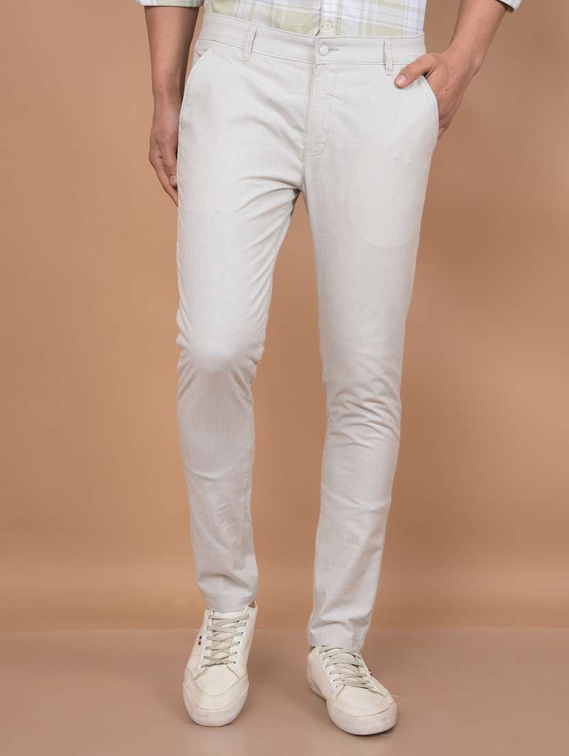 men solid mid rise slim fit chinos casual trouser