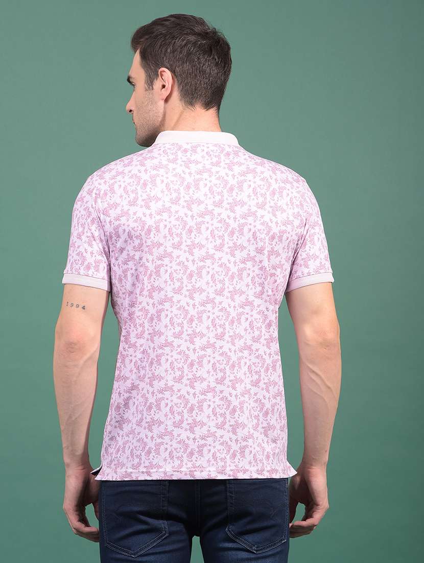 men printed short sleeve slim fit polo t-shirt - 21881458 -  Standard Image - 3