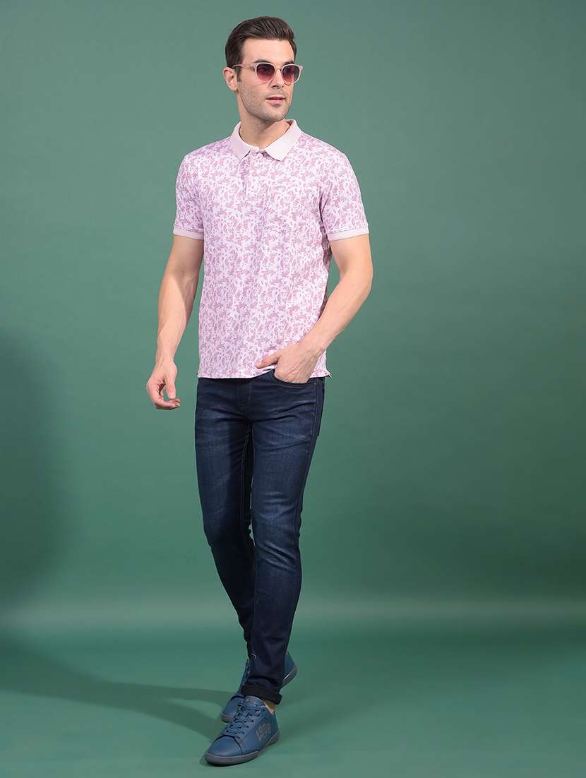 men printed short sleeve slim fit polo t-shirt - 21881458 -  Standard Image - 5