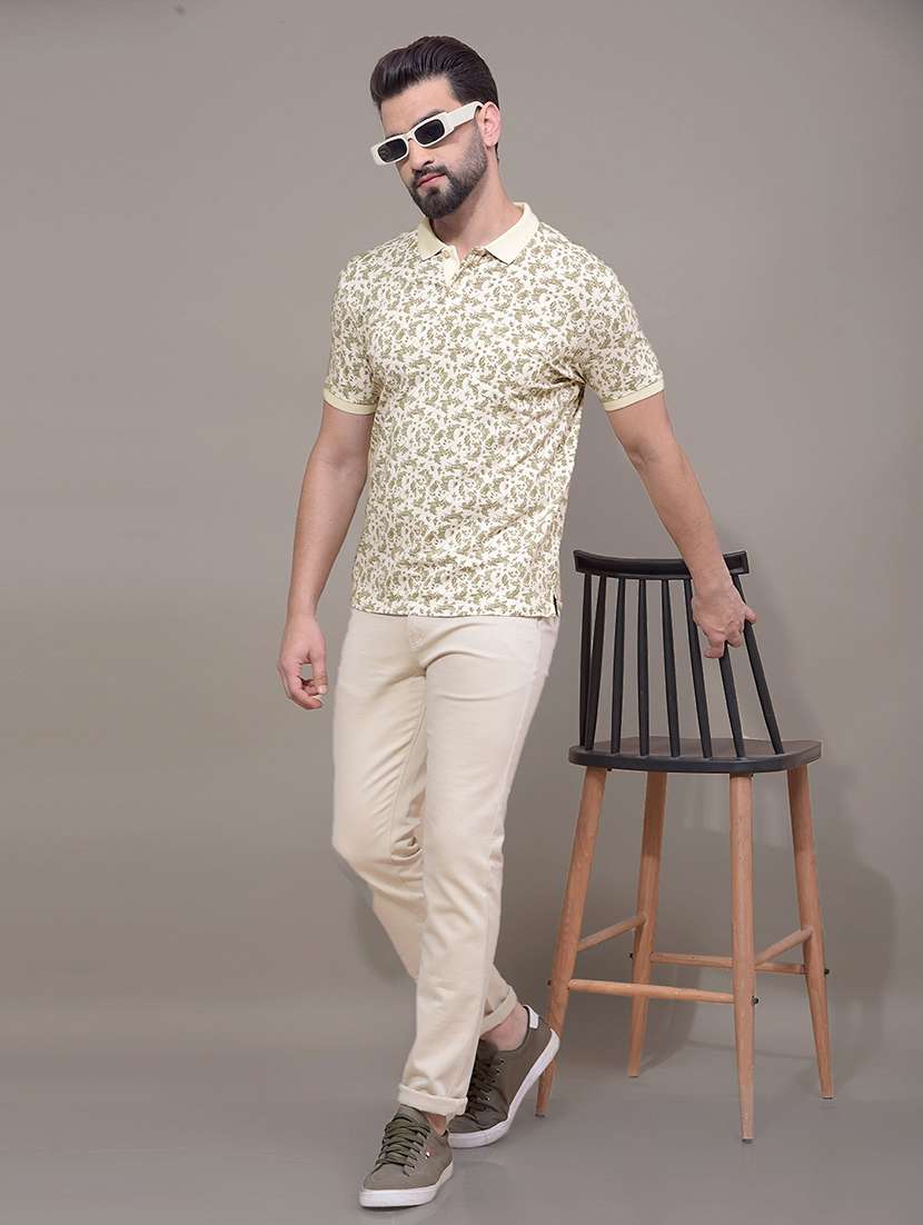 men printed short sleeve slim fit polo t-shirt - 21881459 -  Standard Image - 5