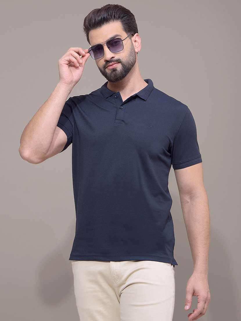 men solid short sleeve slim fit polo t-shirt